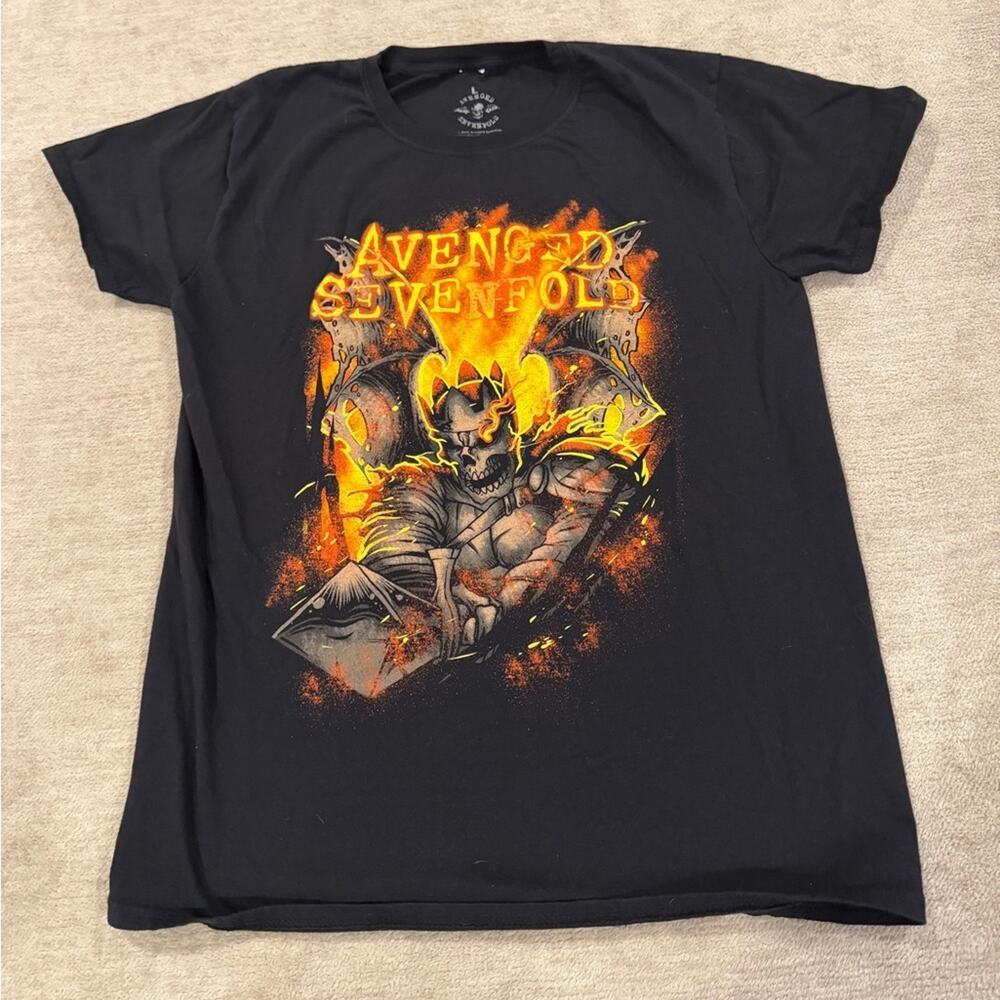 Avenged Sevenfold Band Tee 2015 Tour Graphic Shirt Black Size L Metalcore Y2K Ro